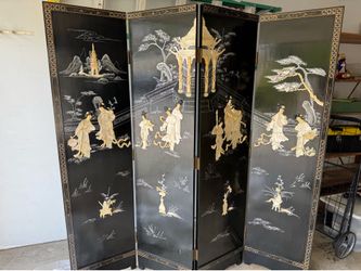 Chinese Coromandel Four Piece Screen with Mother of Pearl Inlay