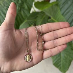 14k Virgin Mary chain set
