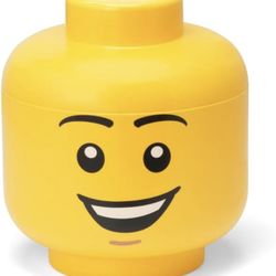 LEGO Iconic Storage Head Large, Stackable Storage Box, 8,5 L, Yellow, Happy Boy