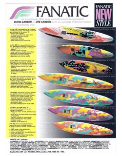 Vintage 1988 Fanatic Lite Bat Windsurfer – Rare World Cup Shape – Ultra Carbon / Lite Carbon Era