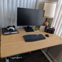 Standing Desk - Bamboo Top, White Legs