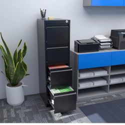 😀 Aobabo 4 Drawer Filing Cabinet, Metal Storage Cabinet for Hanging Files, Steel Filing Cabinet for Home Office, 52.36in, Black