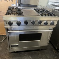 Viking 36”Wide Dual Fuel Range Stove Stainless Steel With Griddle 