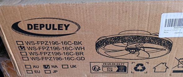 New 16" ceiling fan with light in box