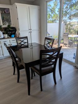 Black Dining Table Set with 4 Chairs
