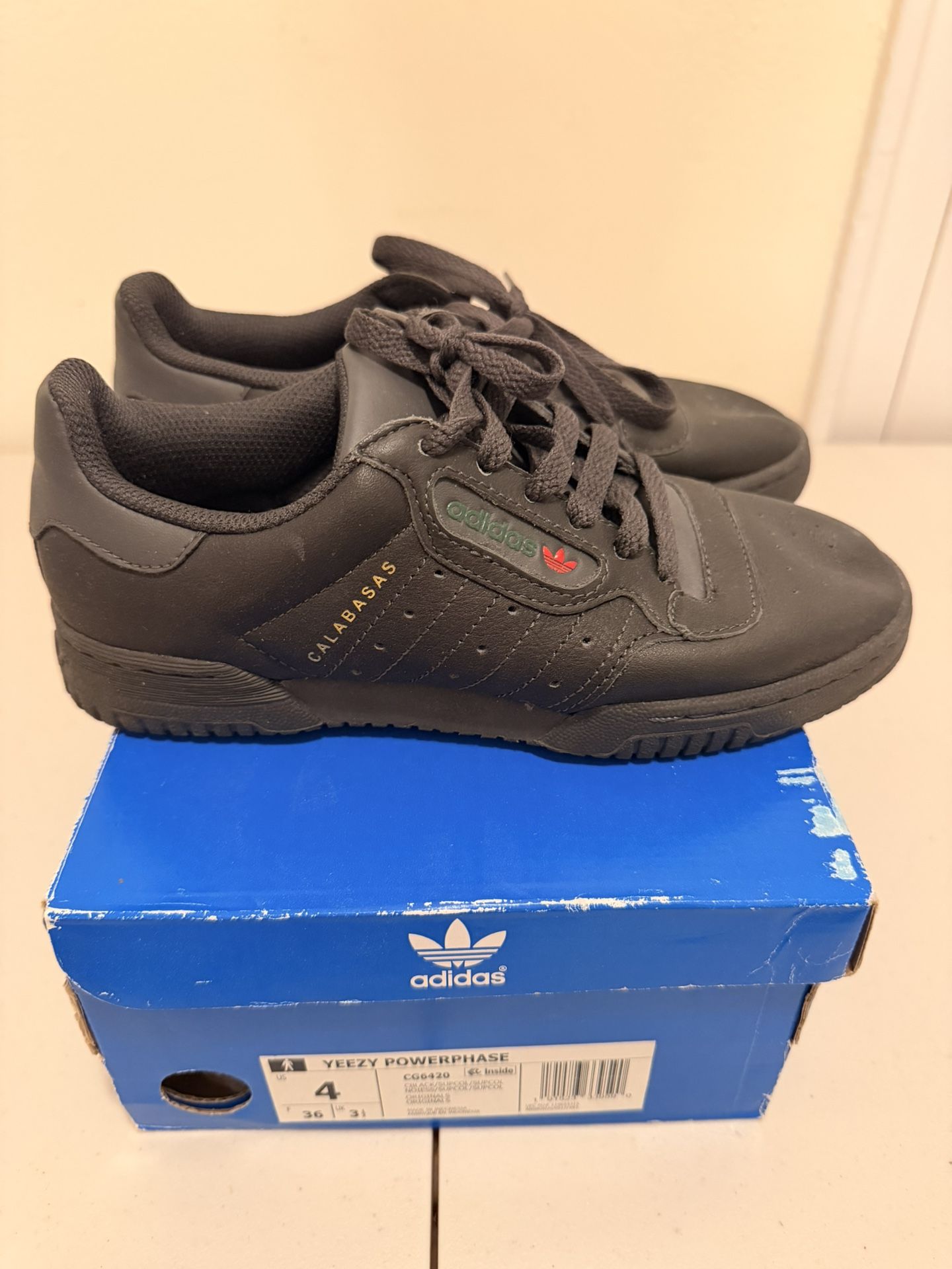 Adidas Yeezy Powerphase Calabasas 'Core Black' Size 4 Men / 5.5 Women