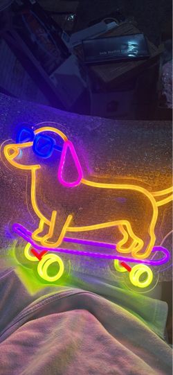 Neon Dog on Skateboard LED Sign