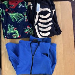 Boys blanket sleepers/onesie and Northface sweat jacket/hoodie 14/16