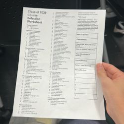 Arcadia High school Course Selection Sheet 