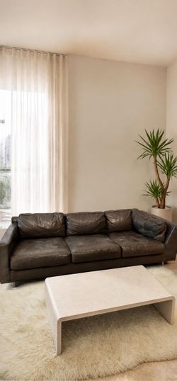 Dark Grey Leather 3-Seat Sofa