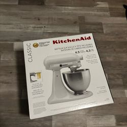 KitchenAid K45SSWH 4.5 qt Stand Mixer White Stainless Steel Dishwasher-Safe
