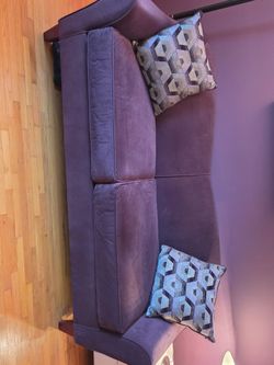 Purple Microfiber Two-Cushion Sofa bed
