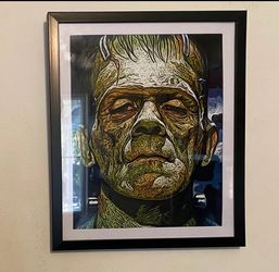 Custom Art Piece Of Frankenstein Monster an black frame