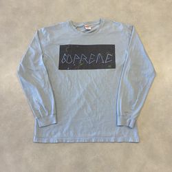 Supreme x Blade Grid L/S Tee FW16 (size L, Light Blue)