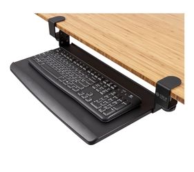 Stand Up Desk Store ergonomic under-desk keyboard tray in black.