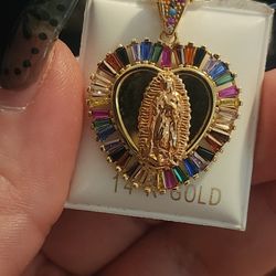 Virgen De Guadalupe 14k Gold Necklace