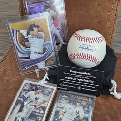 Jasson Dominguez - Yankees Autographed Baseball and RC cards