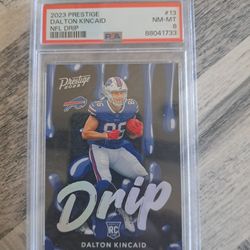 2023 Prestige NFL Drip #13 Dalton Kincaid PSA 8