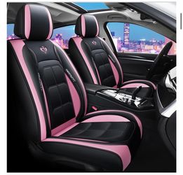Universal Faux Leather Car Seat Covers - Black and Pink
