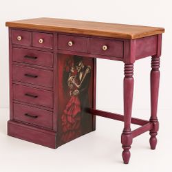 🎨 Unique Ethan Allen Desk with Hidden Art — One of a Kind