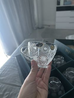 Crystal Cups and Saucers for sale