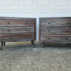 2 Nightstands / Bedside Chests Solid Wood