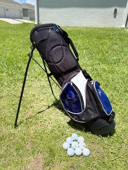 Selling a kids’ golf bag with 9 balls.