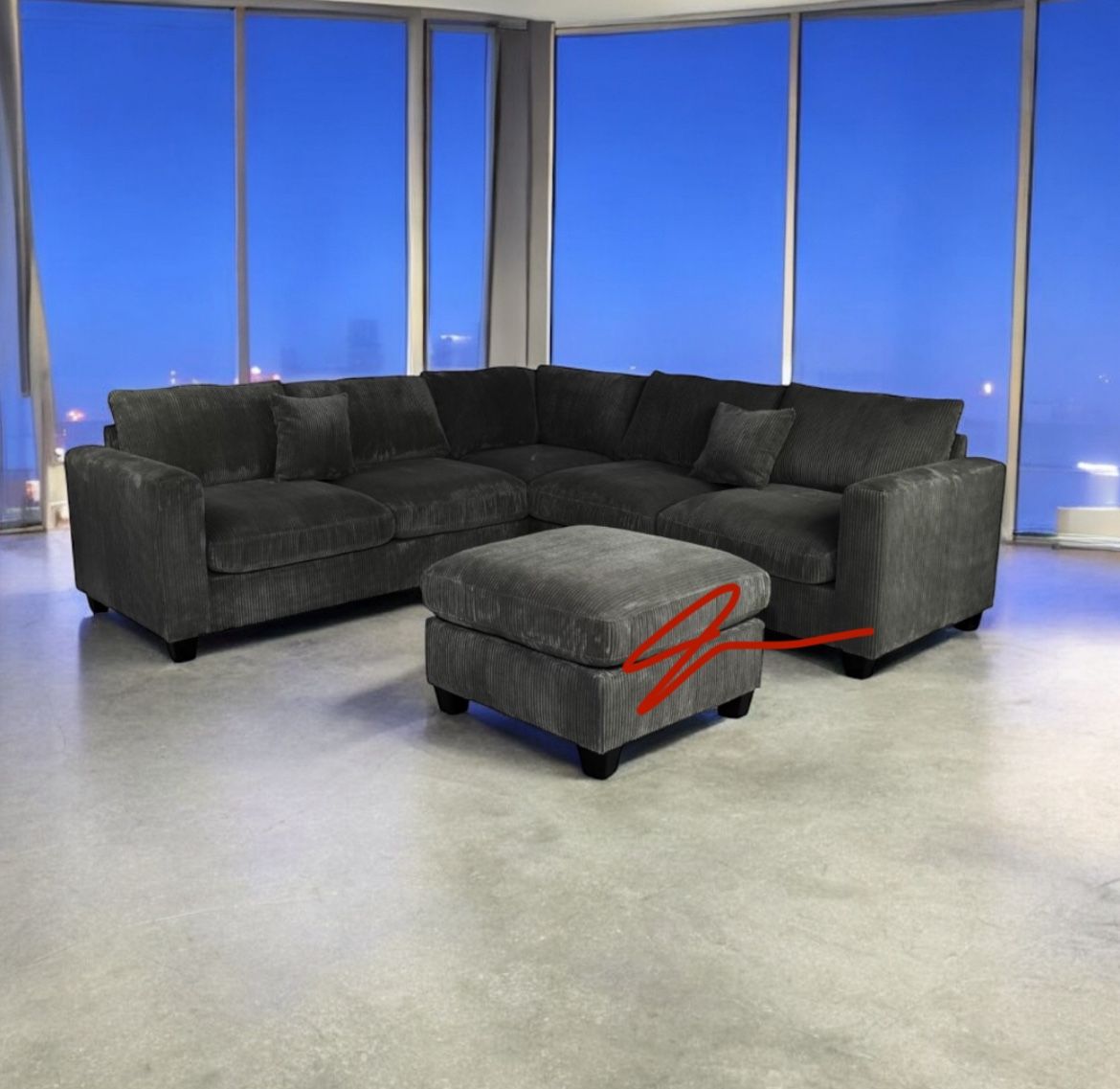 New! Luxurious Soft Touch~ Super Comfy Sofa Sectional! FREE XL Ottoman! 