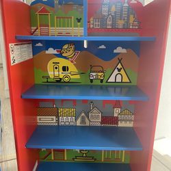 Disney Mickey Mouse Wooden Playhouse 4-Shelf Bookcase for Kids 