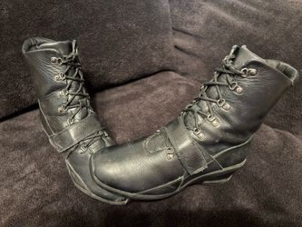 Timberland Lace-Up Wedge black Leather Combat boots with strap womens 8.5M 96347