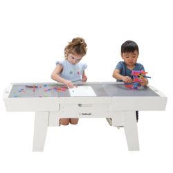New Kidkraft Building Bricks Play N Glow Activity Table W/210 Brick, White