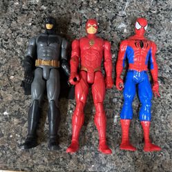 DC Action figures Batman, Flash, Spider-Man