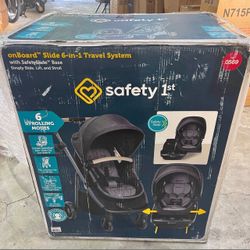 Safety 1st onBoard Slide 6-in-1 Infant Car Seat & Baby Stroller Travel System with SafetySlide Base