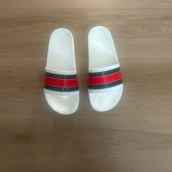 White gucci slides