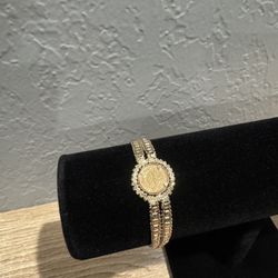 14k With 22k Mexico Dos Pesos Bracelet 