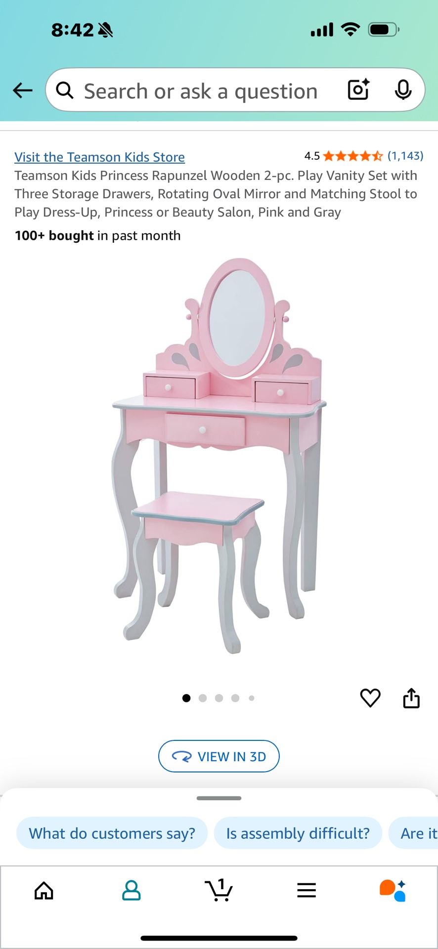 Princess Rapunzel Wooden Vanity Set