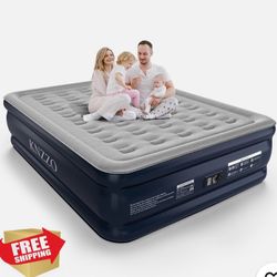 KNZZO Queen Air Mattress 18" Built-in Pump Waterproof Flocked
