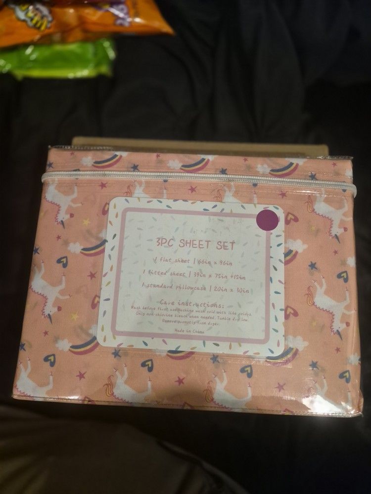 Unicorn twin 3 piece sheet set