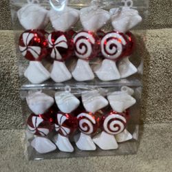 Candy Peppermint Ornaments lot of 12 new shatterproof