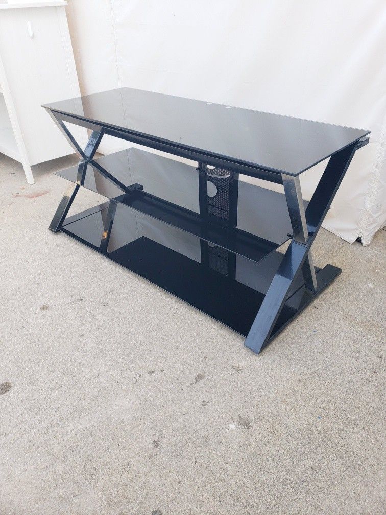 TV Stand With Smoked Glass Shelves