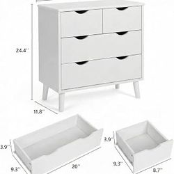 4-Drawer Nightstand, 23.6" Wide Large Bedside Table with 4 Real Wood Legs Solid Wood Legs, Suitable for Bedrooms, Living Rooms, Hallways, Rooms and Ot