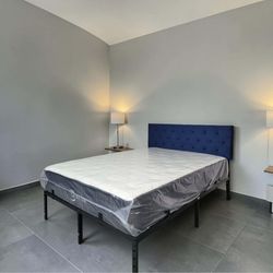 Brand New Queen platform– Mattress + Upholstered Headboard 🛏️