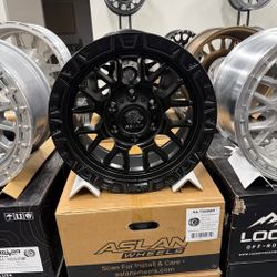 🔥 Aslan A6 17x9 Matte Black 6x5.5 +18 – Set of 4 – $750 🔥