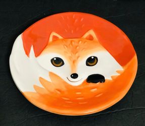 Earthenware Fox Critter Animal Dessert/Salad Plate 8”