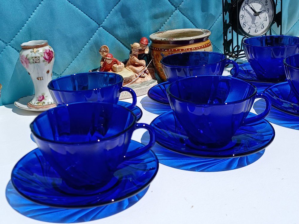 12 Peice Cobalt Blue Tea Set