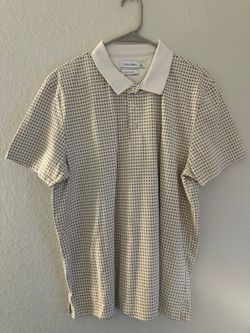 Calvin Klein Smooth Cotton Checkered Polo Shirt Mens Large