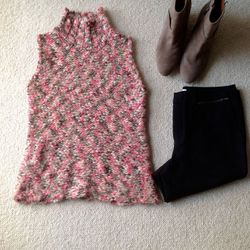 Japan Pink Turtleneck Knit Sweater Vest