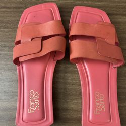 Franco Sarto red leather slide sandals size: 8.5