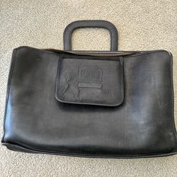 Vintage couch black leather bag or computer briefcase