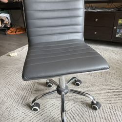 Grey Leather Rolling Office Chair